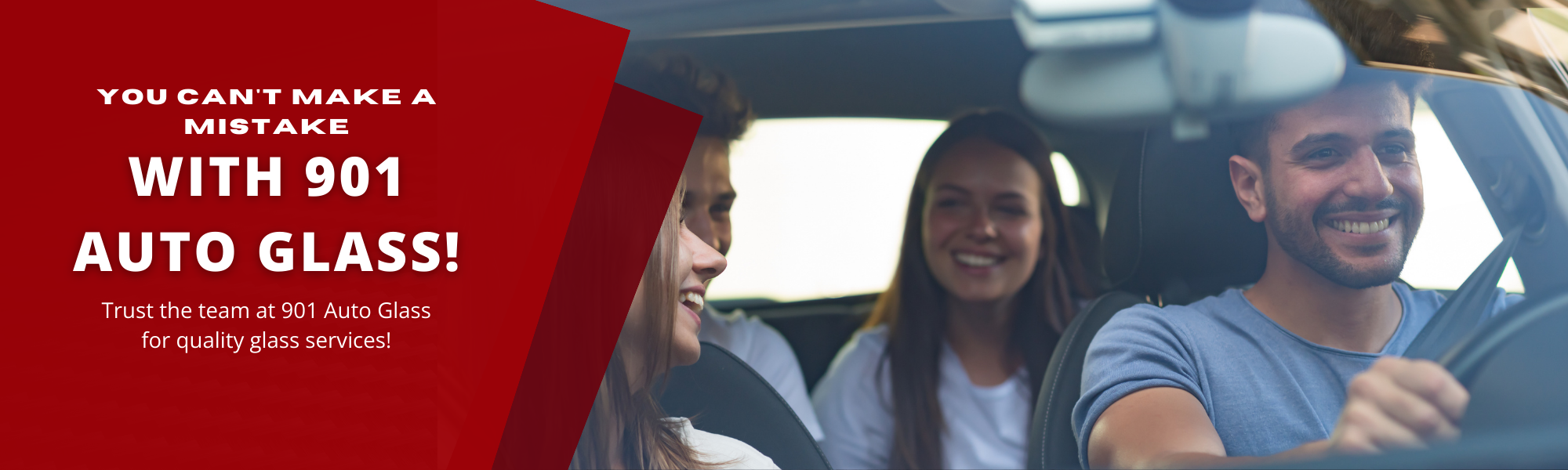 adults riding in car with perfect windshield